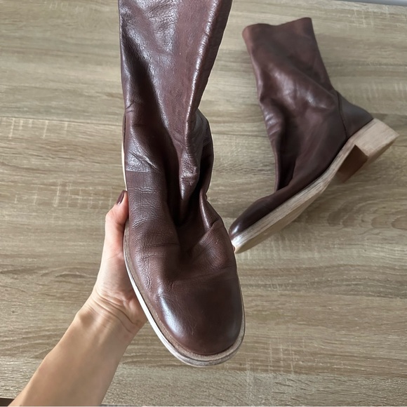 FREE PEOPLE | Brown Sutton Slouch Leather Boots - Picture 7 of 13